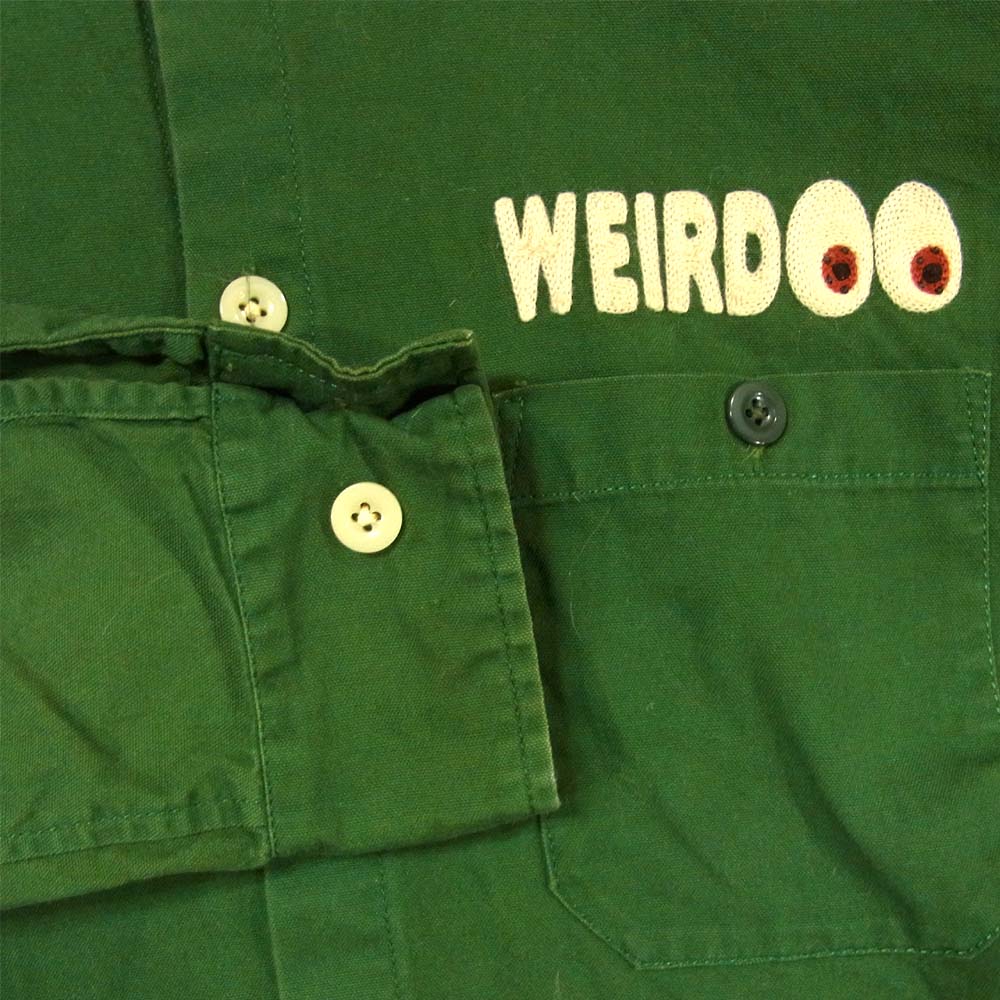 WEIRDO ウィアード WRD-11-FW-12 刺繍 長袖シャツ コットン 日本製 グリーン系 M【中古】