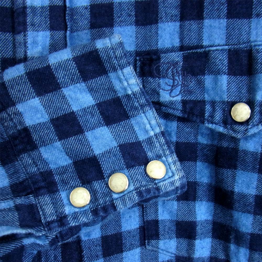 The Stylist Japan ザスタイリストジャパン ブロックチェック ボタンダウン 長袖シャツ ブルー系 L【中古】