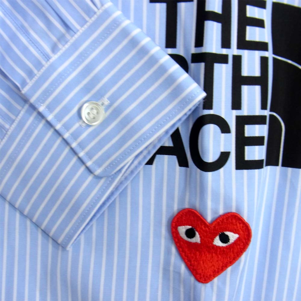 PLAY COMME des GARCONS プレイコムデギャルソン ストライプ 長袖シャツ ライトブルー系 L【新古品】【未使用】【中古】