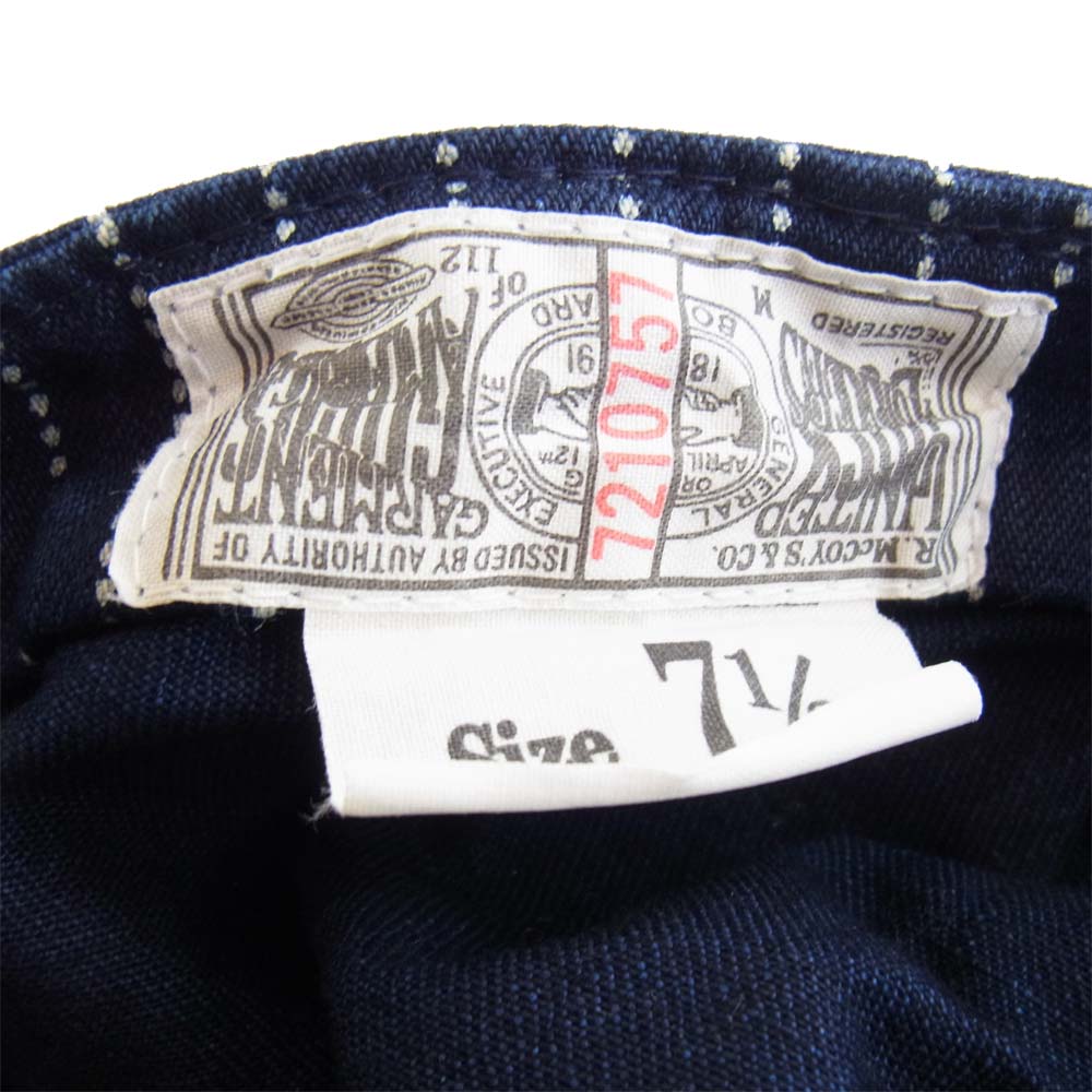 The REAL McCOY'S ザリアルマッコイズ 8HOUR UNION ウォバッシュ ワーク キャップ インディゴブルー系 7.5【中古】