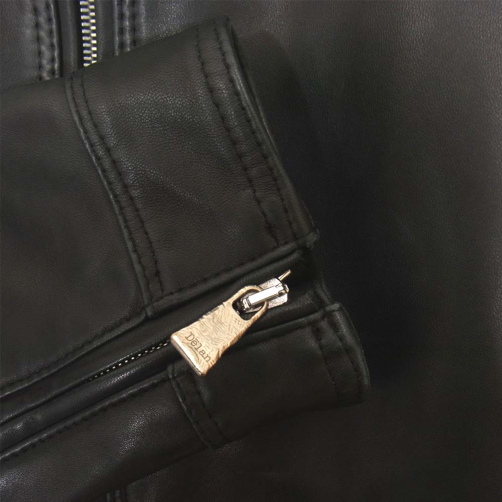 デラン 国内正規品 イタリア製 ラムレザー シングルライダース ジャケット 黒 ブラック系 50【中古】