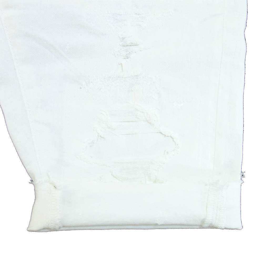 オーバーデザイン ダメージ加工 ハーフパンツ ホワイト系 32【新古品】【未使用】【中古】