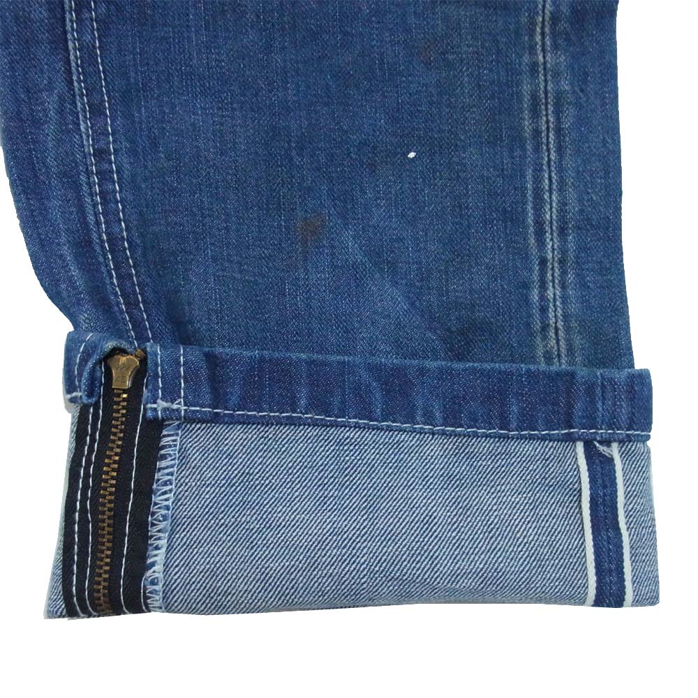 オーバーデザイン リペア加工 裾ジップ シンチバック デニムパンツ インディゴブルー系 32【新古品】【未使用】【中古】