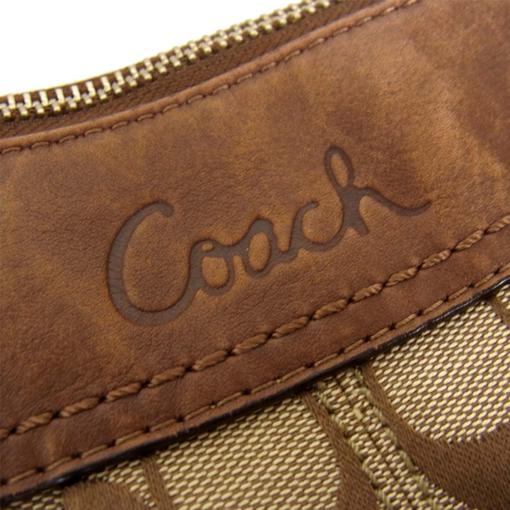 COACH コーチ j0949-f13744 シグネチャー ショルダーバッグ ブラウン系【中古】