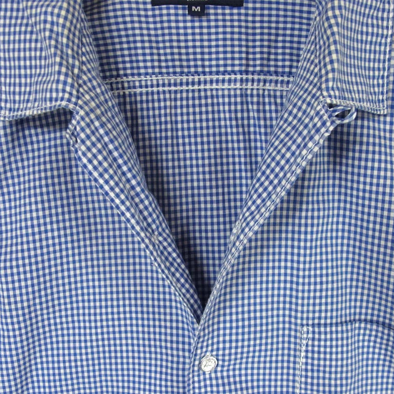 コムデギャルソンシャツ 美品 ギンガムチェック柄 半袖 シャツ M ブルー