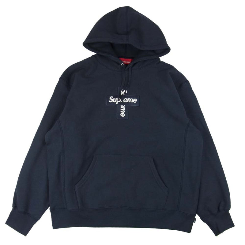 Supreme シュプリーム Cross Box Logo Hooded Sweatshirt クロスボックスロゴ フーデッド スウェット パーカー  Navy ネイビー系 L【新古品】【未使用】【中古】