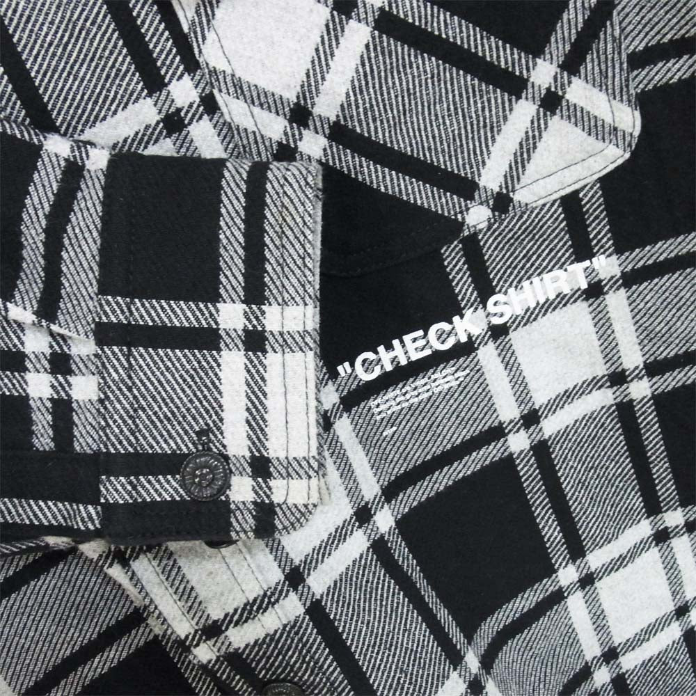 OFF-WHITE オフホワイト 18AW クオート フランネルシャツ チェックネル 長袖シャツ グレー×ブラック系 L【中古】