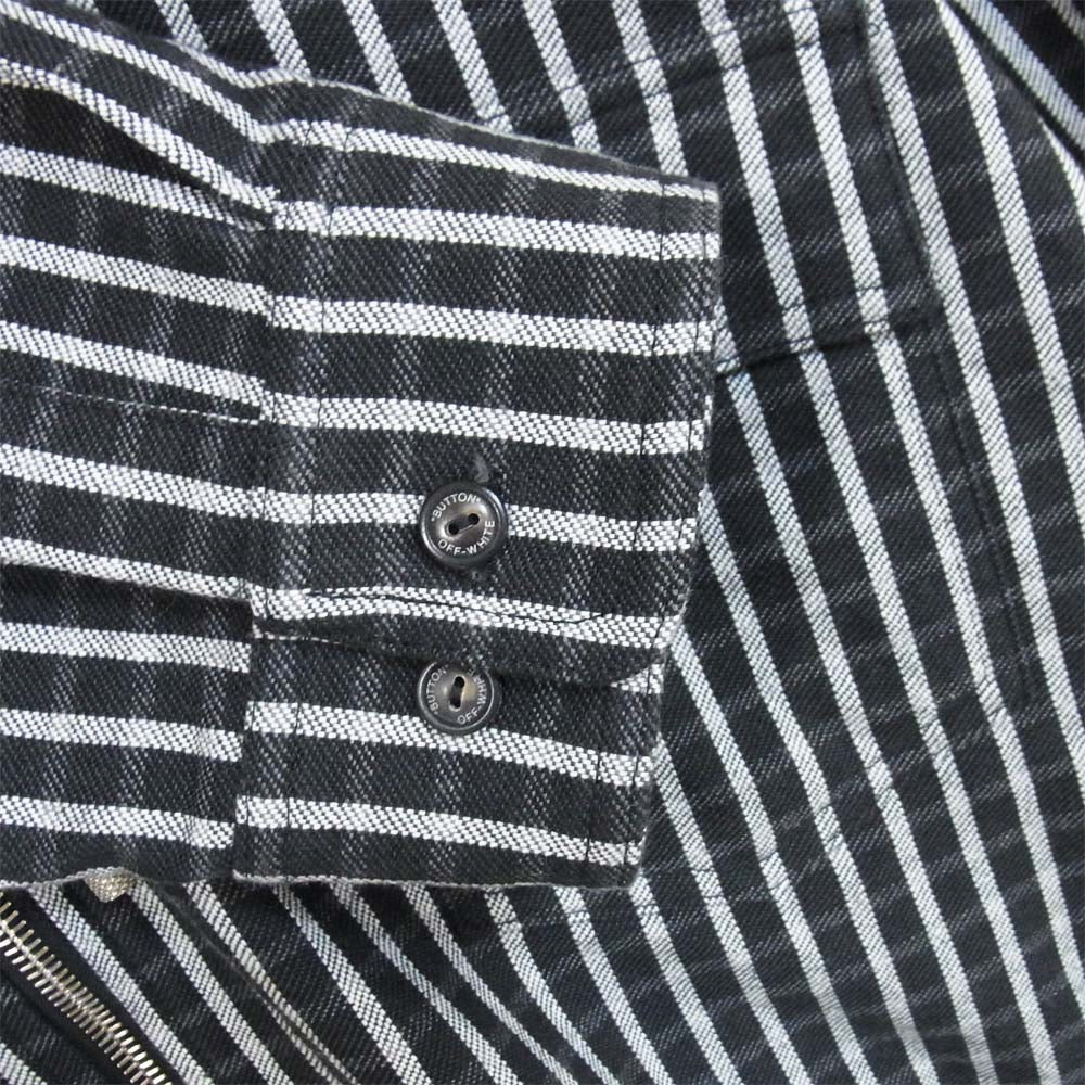 OFF-WHITE オフホワイト 19SS バックプリント チェック ジップ フード ジャケット ブラック系 XL【中古】