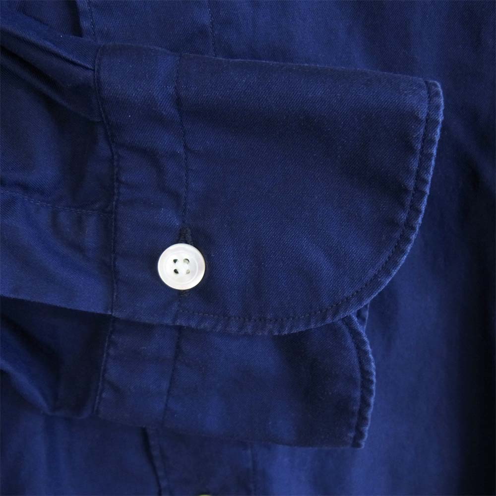 FINAMORE フィナモレ 37246 ワイドカラー コットン シャツ ネイビー系 16/41【美品】【中古】