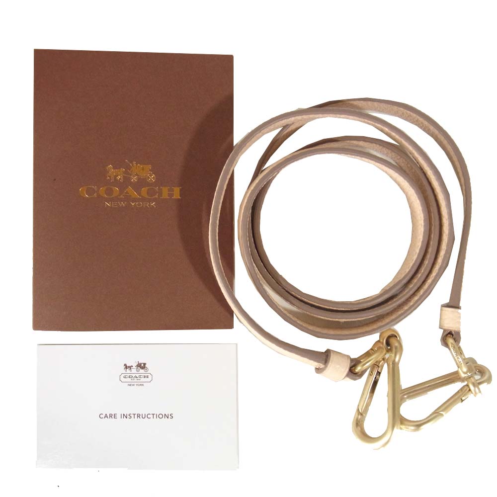 COACH コーチ F33521 チャーリー エンボスド ホース アンド キャリッジ レザー バッグ ピンクベージュ系【中古】