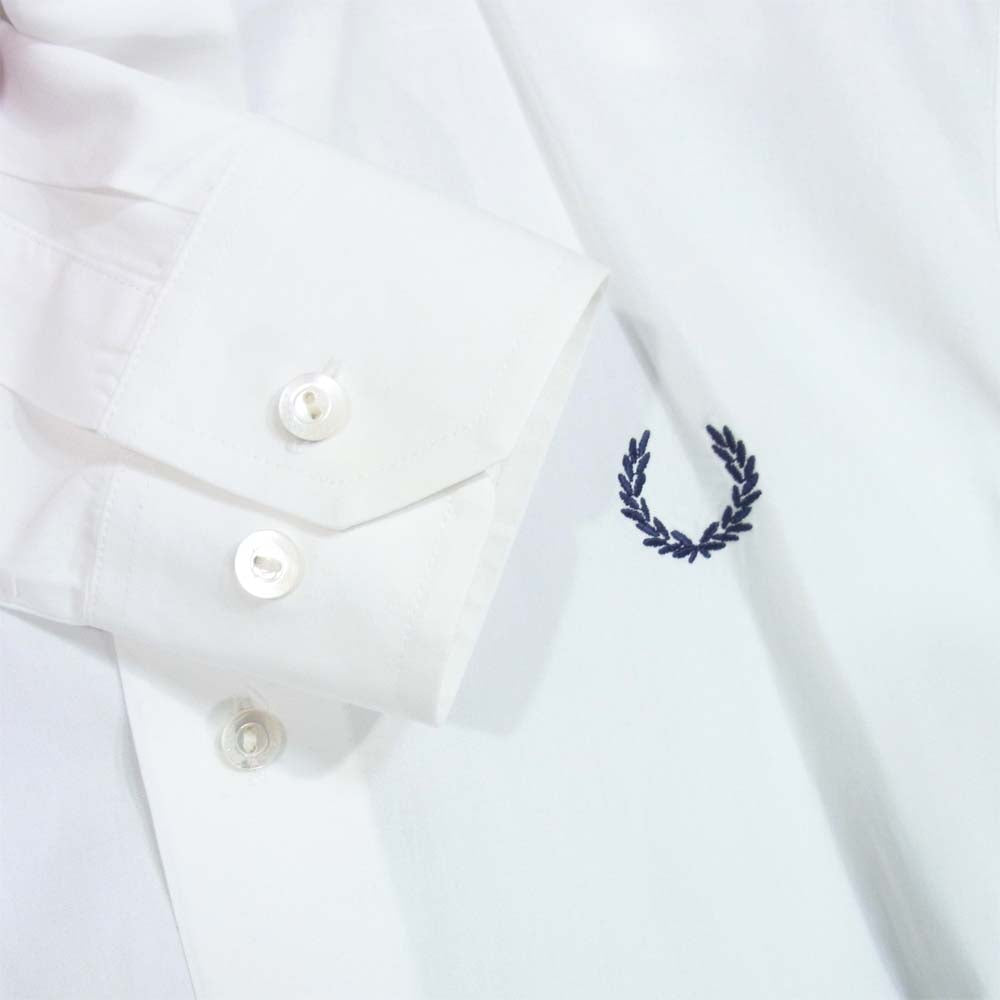RAF SIMONS ラフシモンズ フレッドペリー Fred Perry 胸刺繍 ボタンダウン ウィングカラー シャツ ホワイト系 XS【中古】