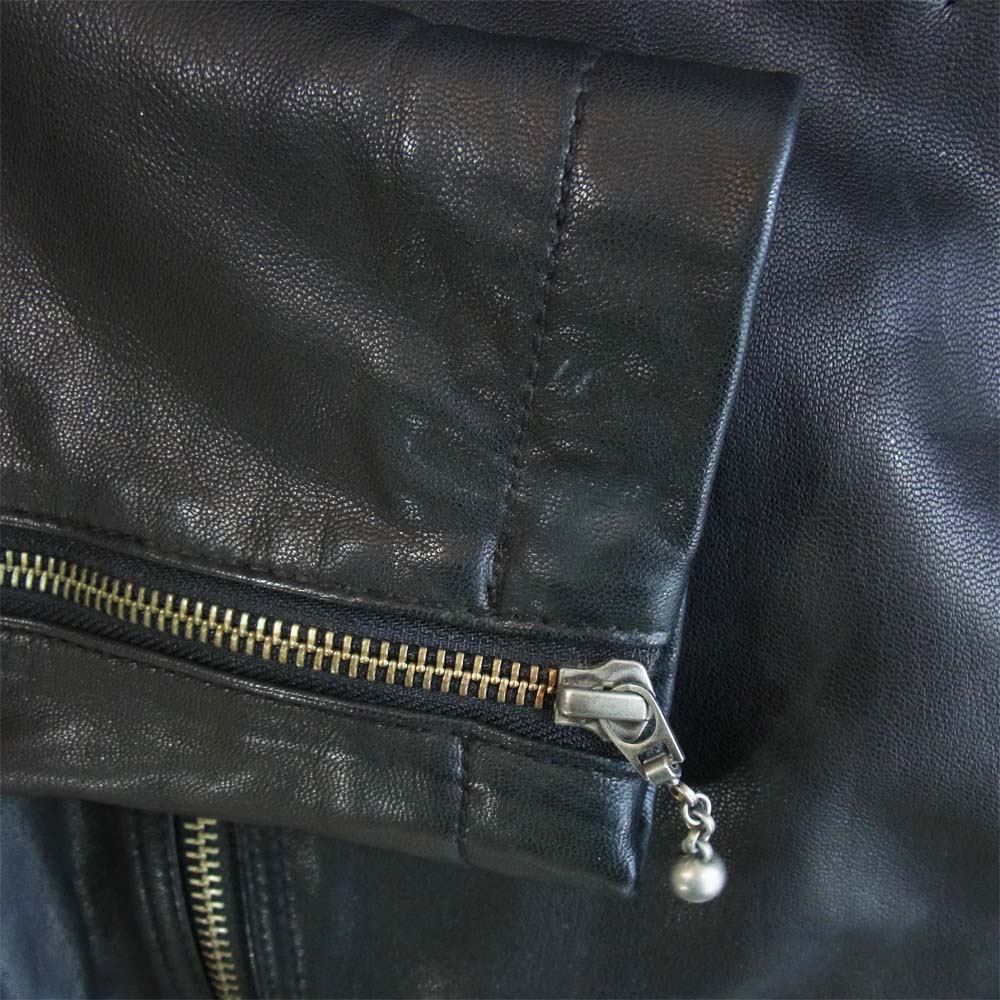 ジェイプレス NW-0313 ナンバリングパッチ ゴートレザー セミダブル ライダース ジャケット ブラック系 M【中古】