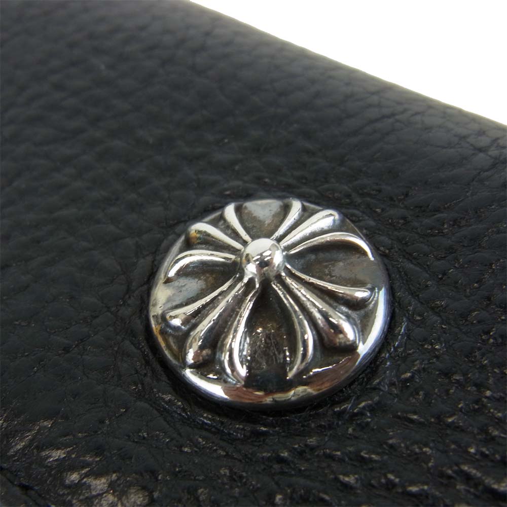 CHROME HEARTS クロムハーツ(原本無) WAVE CROSS BALL WALLET ウェーブ ウォレット クロス ボタン ブラック系【中古】