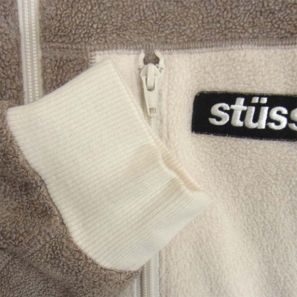 STUSSY ステューシー ロゴ フリース ハーフジップ プルオーバー ジャケット ベージュ系 M【中古】
