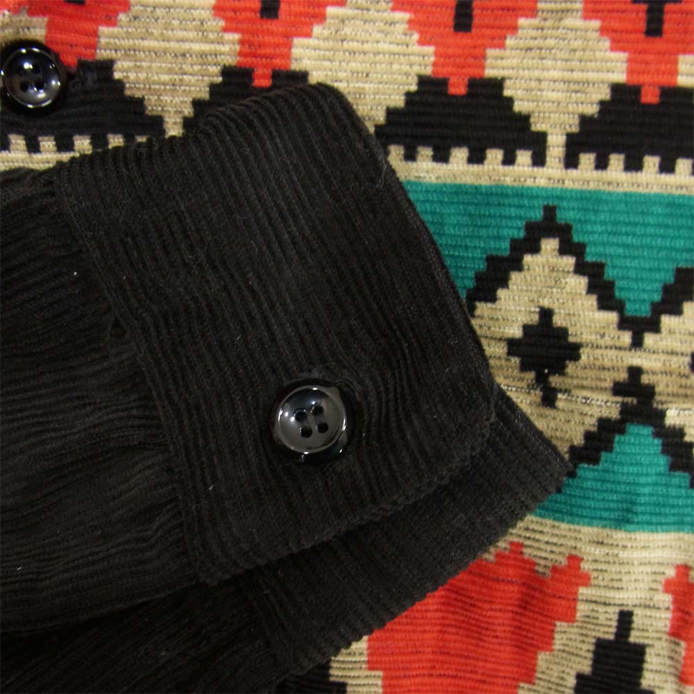 The REAL McCOY'S ザリアルマッコイズ JOE McCOY ジョーマッコイ JM PRINT CORDUROY SHIRT コーデユロイ シャツ ブラック系 L【中古】