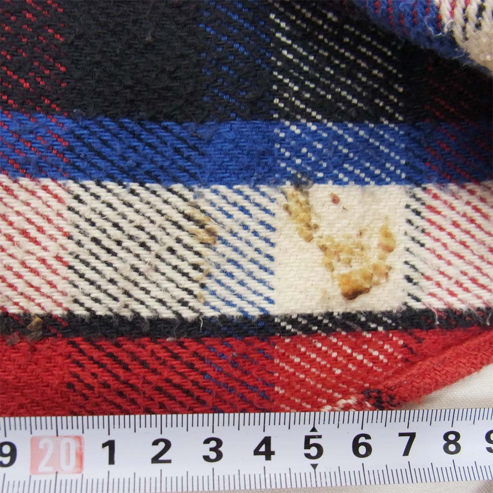 ダブルワークス フランネル チェック 長袖シャツ レッド系 40【中古】