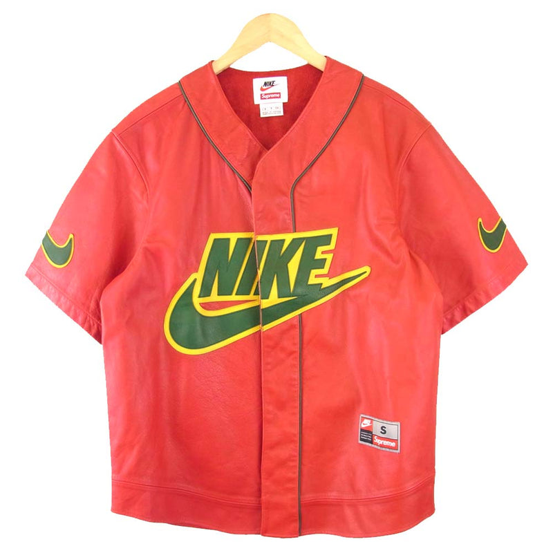 S Nike supreme leather ベースボールシャツ シュプリーム