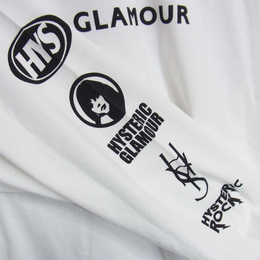HYSTERIC GLAMOUR ヒステリックグラマー 02203cl12400 長袖 ロゴ プリント Tシャツ ホワイト系 L【新古品】【未使用】【中古】