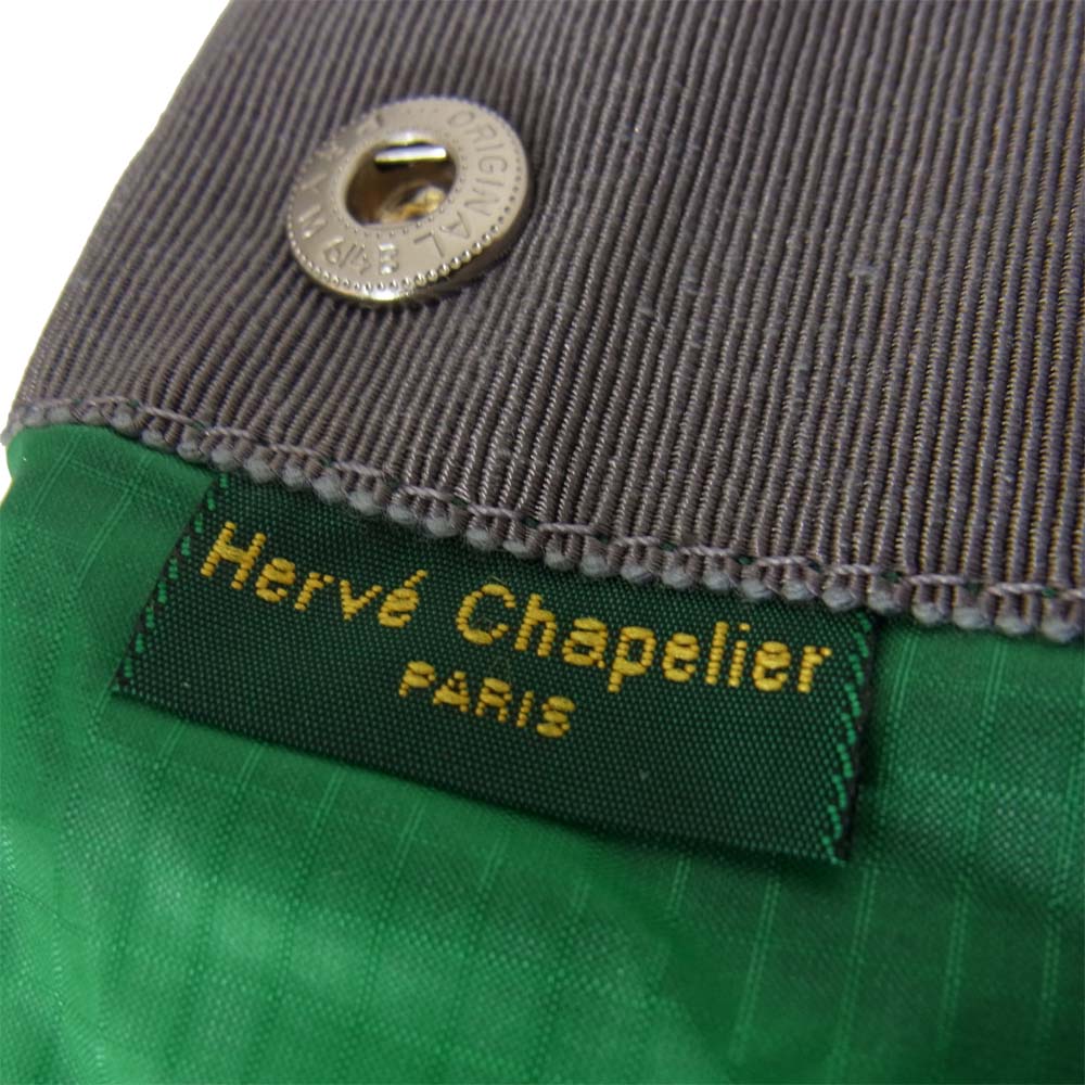 Herve Chapelier エルベ・シャプリエ パラシュート クロス ポーチ グリーン グリーン系【新古品】【未使用】【中古】