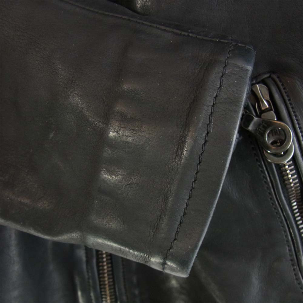 1636-02 グィディ ベビーカーフ 製品染め シングル ライダース ジャケット ブラック系 XS【中古】