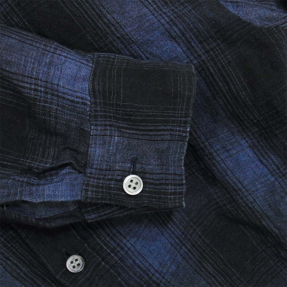 ATTACHMENT アタッチメント KS71-099 Li/Co シャンブレー オンブレー チェック レギュラー カラーシャツ L/S ネイビー系 1【中古】