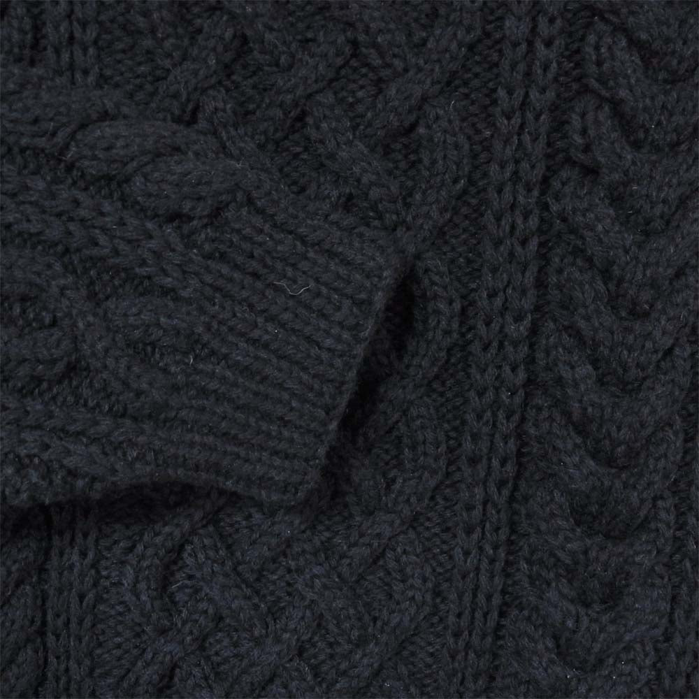 INVERALLAN インバーアラン 茶タグ ケーブル ニット ウール セーター 英国製 ダークネイビー系【中古】