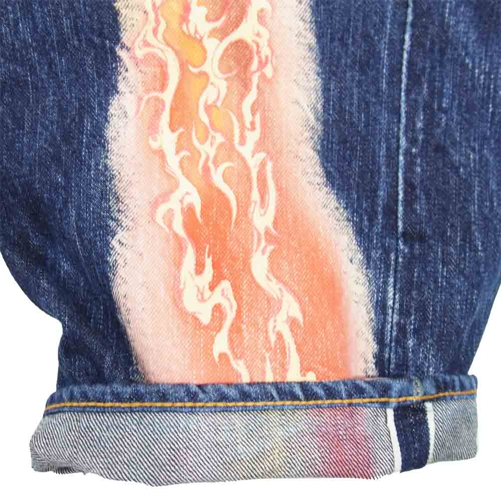 Yohji Yamamoto ヨウジヤマモト Y-3 ワイスリー × Spotted Horse スポッテッドホース 抜染プリント ファイヤーロゴ セルビッジ デニムパンツ インディゴブルー系 36【中古】