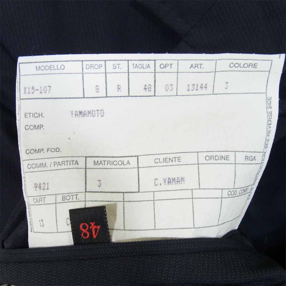 Yohji Yamamoto ヨウジヤマモト Y ワイ イタリア生産 フォーマルライン セットアップ ウール 2Bジャケット パンツ スーツ ストライプ ネイビー系 48【中古】
