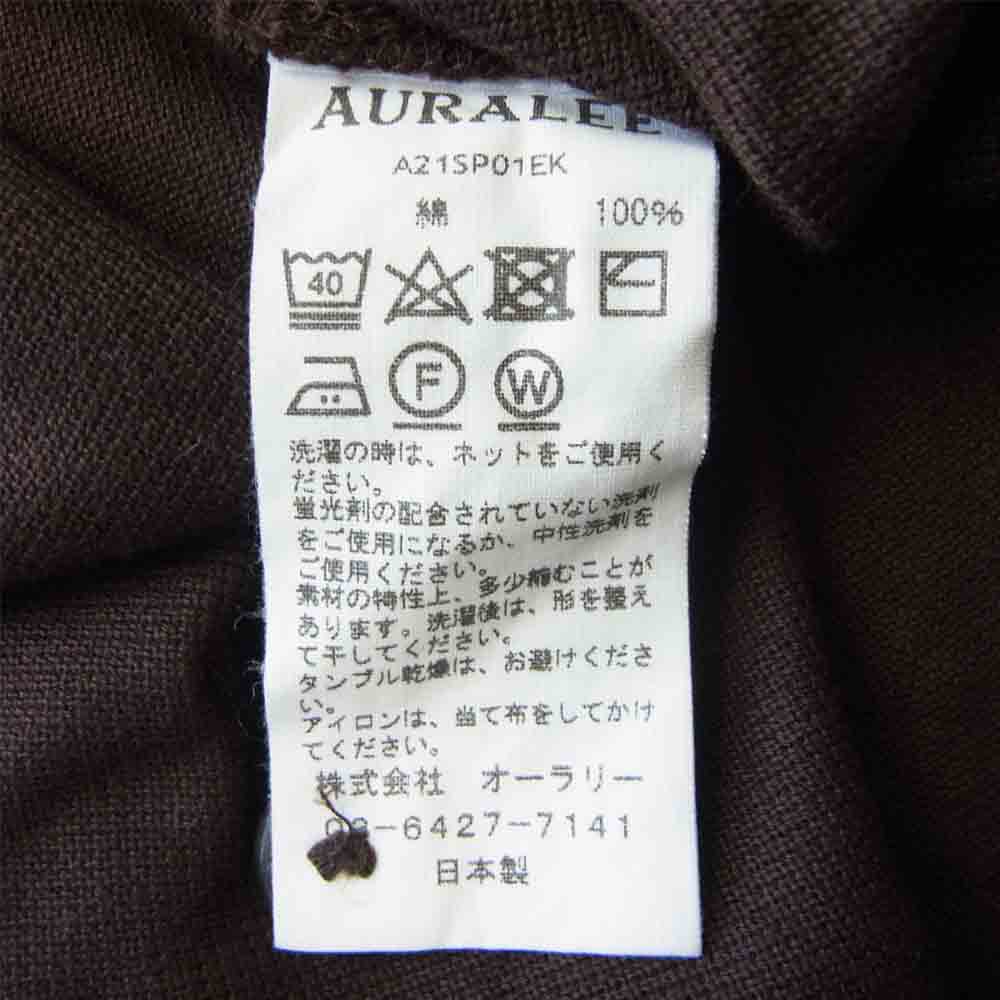 AURALEE オーラリー 21SS A21SP01EK SUPER FINE COTTON SALT SHRINK PIQUE BIG POLO シュリンク ピケ 半袖 ビッグ ポロシャツ ブラウン系 3【中古】