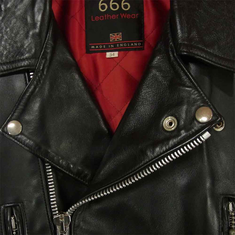 666 トリプルシックス ライダースジャケット ブラック 英国製34