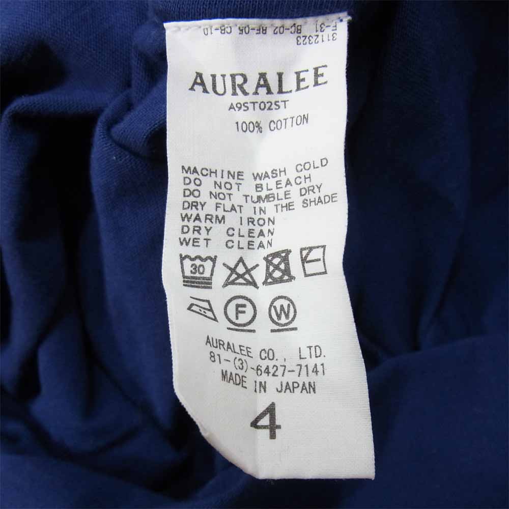 AURALEE オーラリー A9ST02ST SEAMLESS CREW NECK HALF SLEEVED TEE クルーネック 半袖 Tシャツ ネイビー系 4【中古】