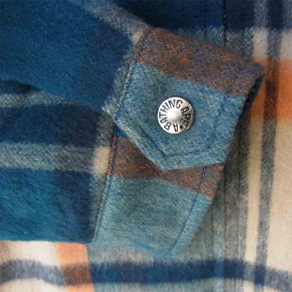 A BATHING APE アベイシングエイプ BAPE CHECK ZIP BLOUSON JACKET チェック ジップ ブルゾン ジャケット ブルー系 L【新古品】【未使用】【中古】