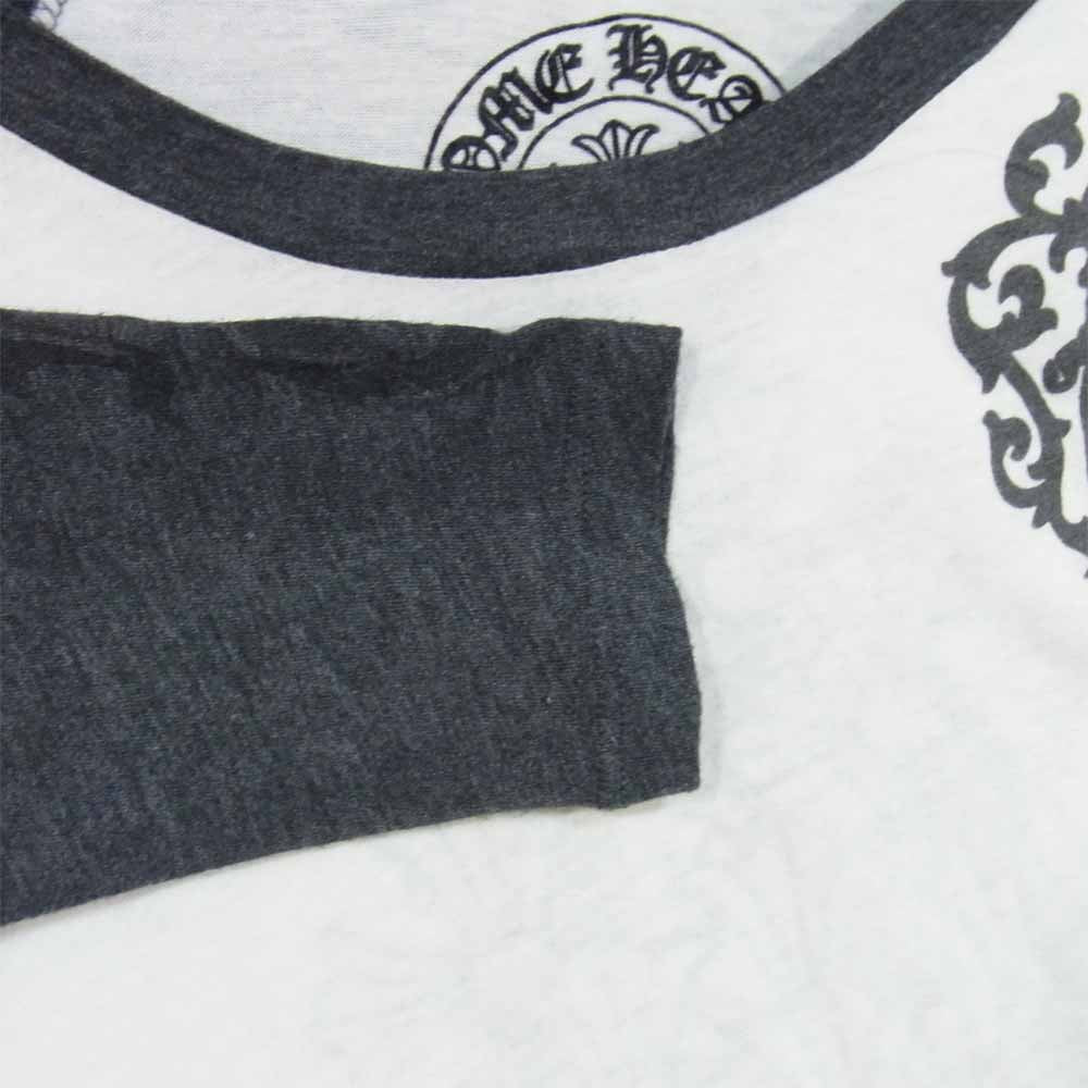 CHROME HEARTS クロムハーツ(原本無) ダガー バック クロス ロゴ ラグラン Tシャツ ホワイト系 グレー系【中古】