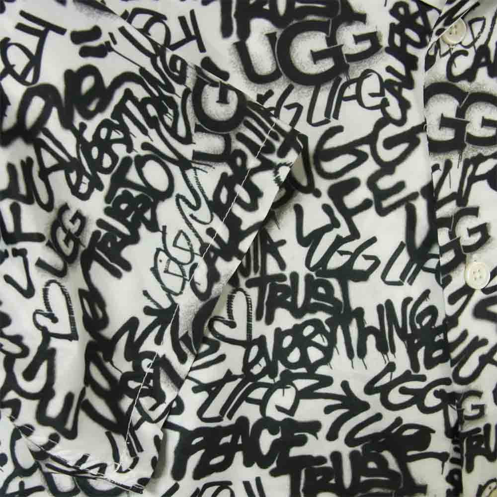 UGG アグ 20SS-UGTP07 LOGO PATTERN BIG SHIRT ロゴ パターン 半袖 ビッグ シャツ ホワイト系 ブラック系 L【新古品】【未使用】【中古】