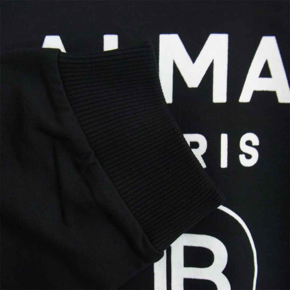 BALMAIN バルマン SF13602 ロゴ フェルト プリント プルオーバー スウェット トレーナー ブラック系 38【新古品】【未使用】【中古】