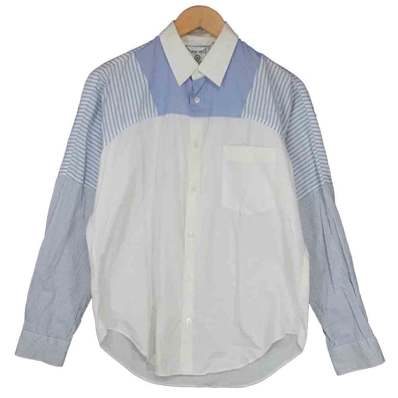シュプリーム ×コムデギャルソンシャツ COMME des GARCONS SHIRT  18AW  Cotton Patchwork Button Up Shirt パッチワーク長袖シャツ メンズ M