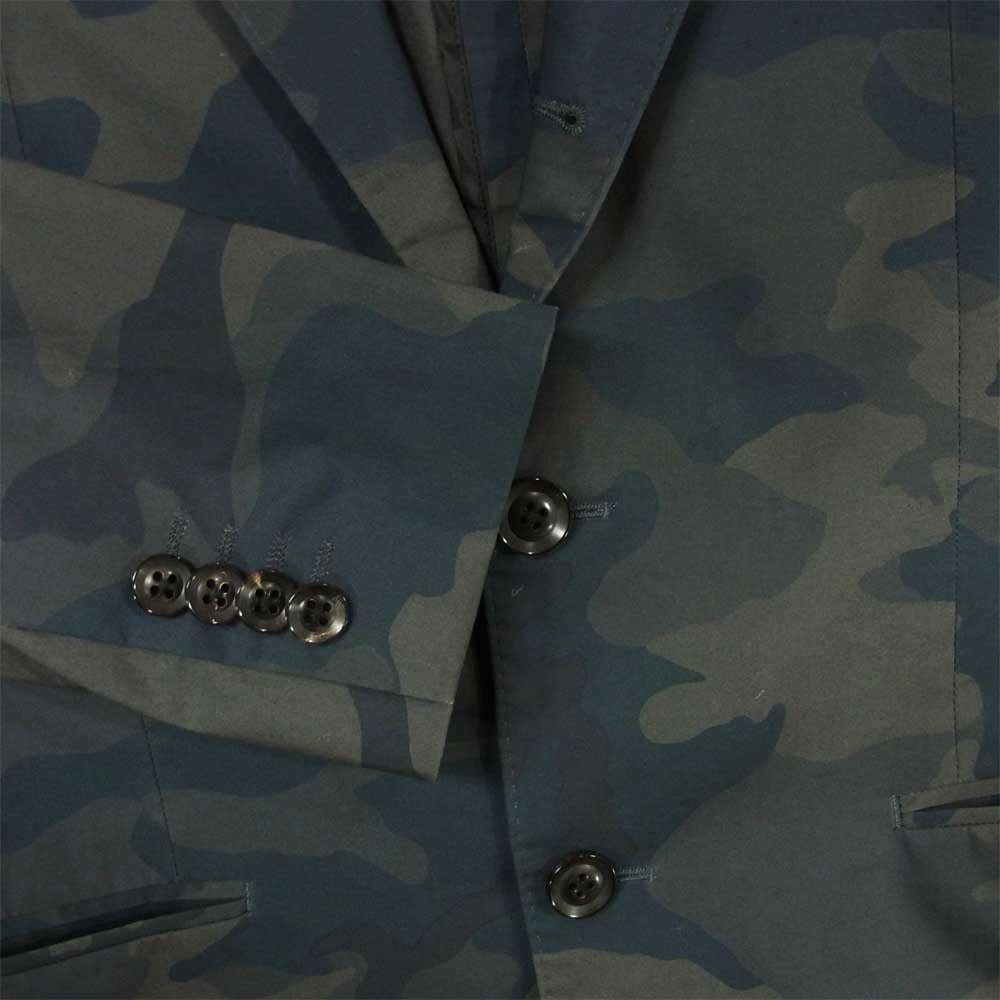 junhashimoto ジュンハシモト JKT014 1031510014 STAND COLOR JACKET カモ柄 スタンド カラー 3B テーラード ジャケット グレイッシュブルー系 3【美品】【中古】