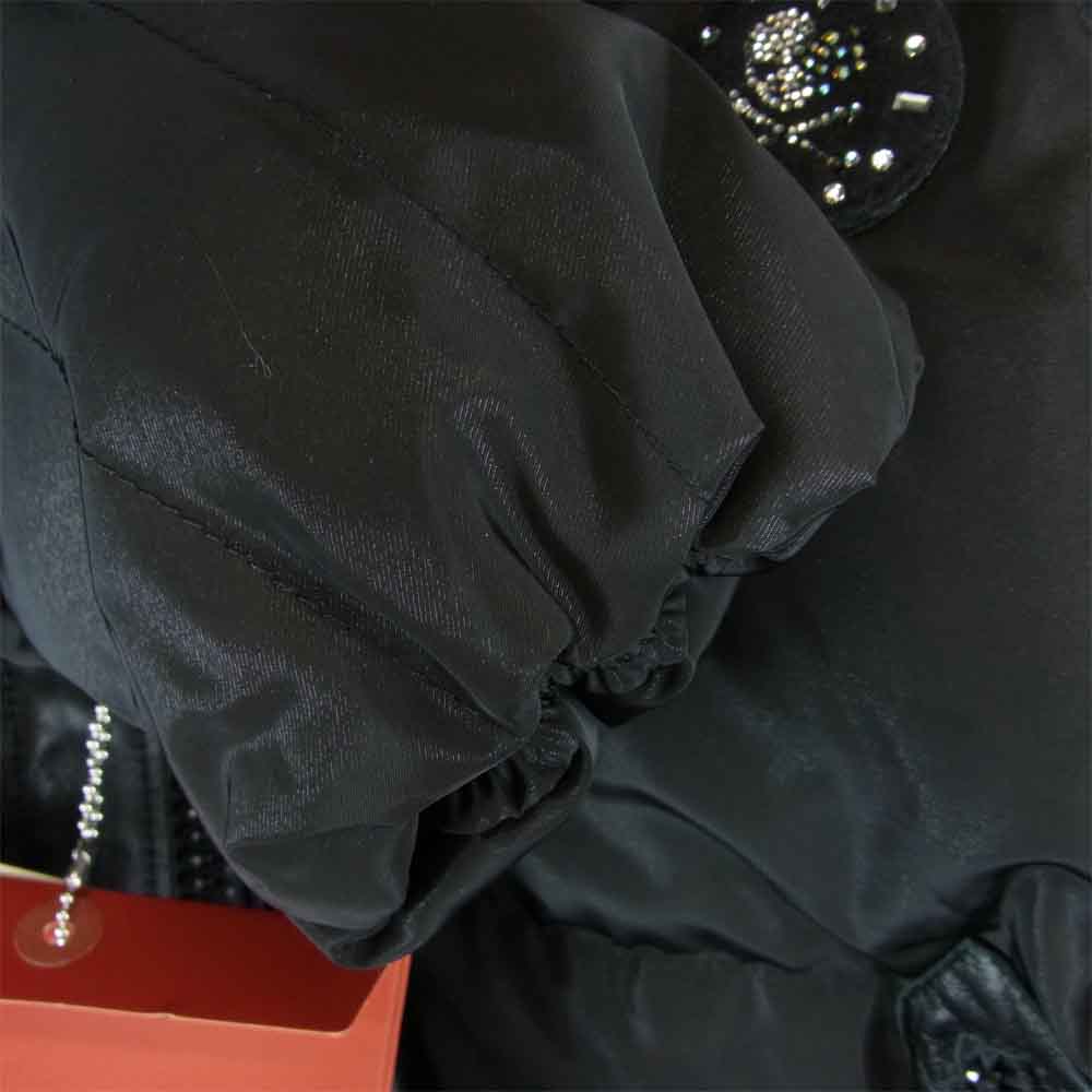 FranCisT_MOR.K.S. フランシストモークス レザー切替 スワロフスキー ダウン ジャケット ブラック系 38【美品】【中古】