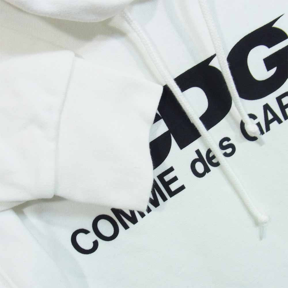 COMME des GARCONS コムデギャルソン SZ-T001 CDG シーディージー ロゴ プリント プルオーバー パーカー ホワイト系 L【美品】【中古】
