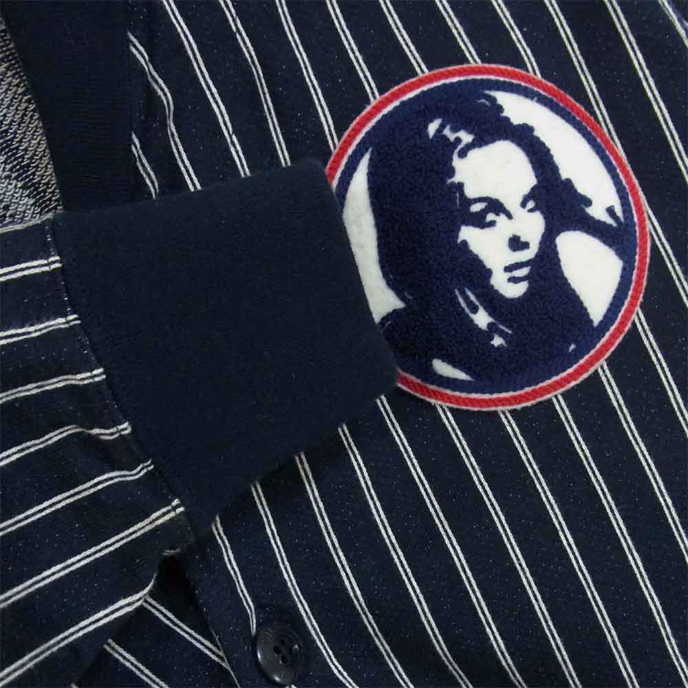 HYSTERIC GLAMOUR ヒステリックグラマー 0251CD02 ワッペン付き ストライプ カーディガン ネイビー系 M【中古】