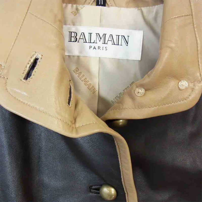 BALMAIN バルマン 1804 ラムレザー ジャケット ブラウン系 11【美品