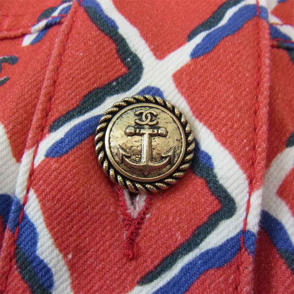 CHANEL シャネル ココビーチ 表参道店限定 コットン 半袖 ジャケット レッド系 36【新古品】【未使用】【中古】