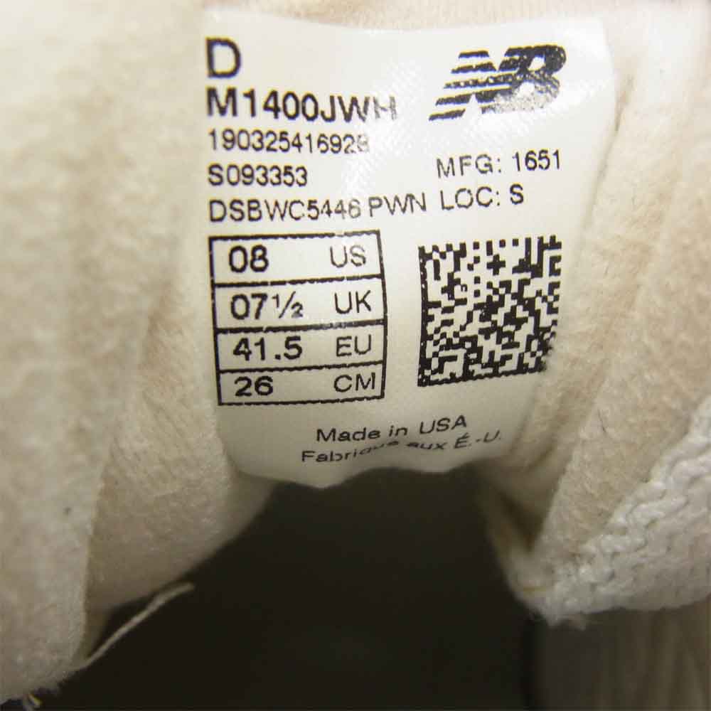 NEW BALANCE ニューバランス M1400JWH スエード メッシュ USA製 ホワイト系【美品】【中古】