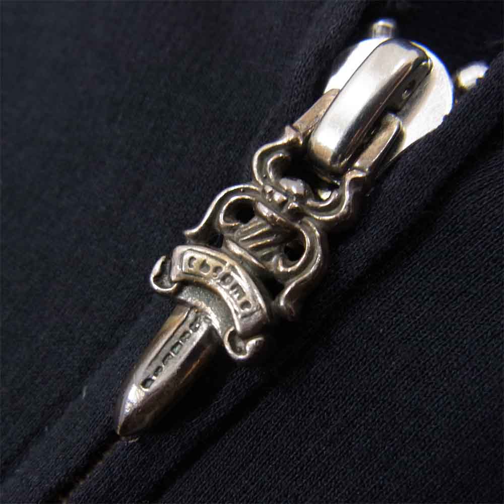 CHROME HEARTS クロムハーツ(原本無) 001-064339 国内正規品 バック クロス プリント ダガー ジップ パーカー ブラック系 S【中古】