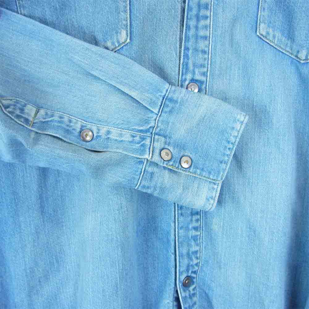 UNUSED アンユーズド ノーカラー デニム シャツ インディゴブルー系【中古】