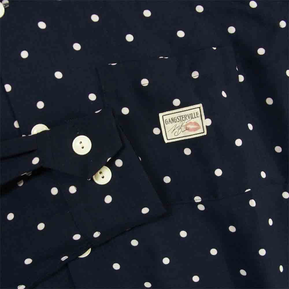 GANGSTERVILLE ギャングスタービル GSV-19-SS-28 DIAMONDS LS SHIRTS ドット オープンカラー 長袖 シャツ ネイビー系 XL【美品】【中古】