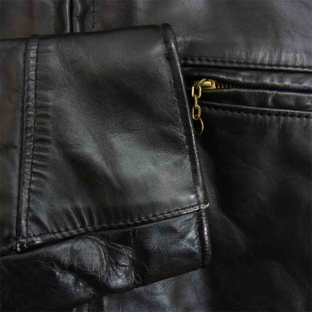 schott ショット AT101 USA製 襟付き シングル カウレザー ライダース ジャケット ブラック系 42【中古】