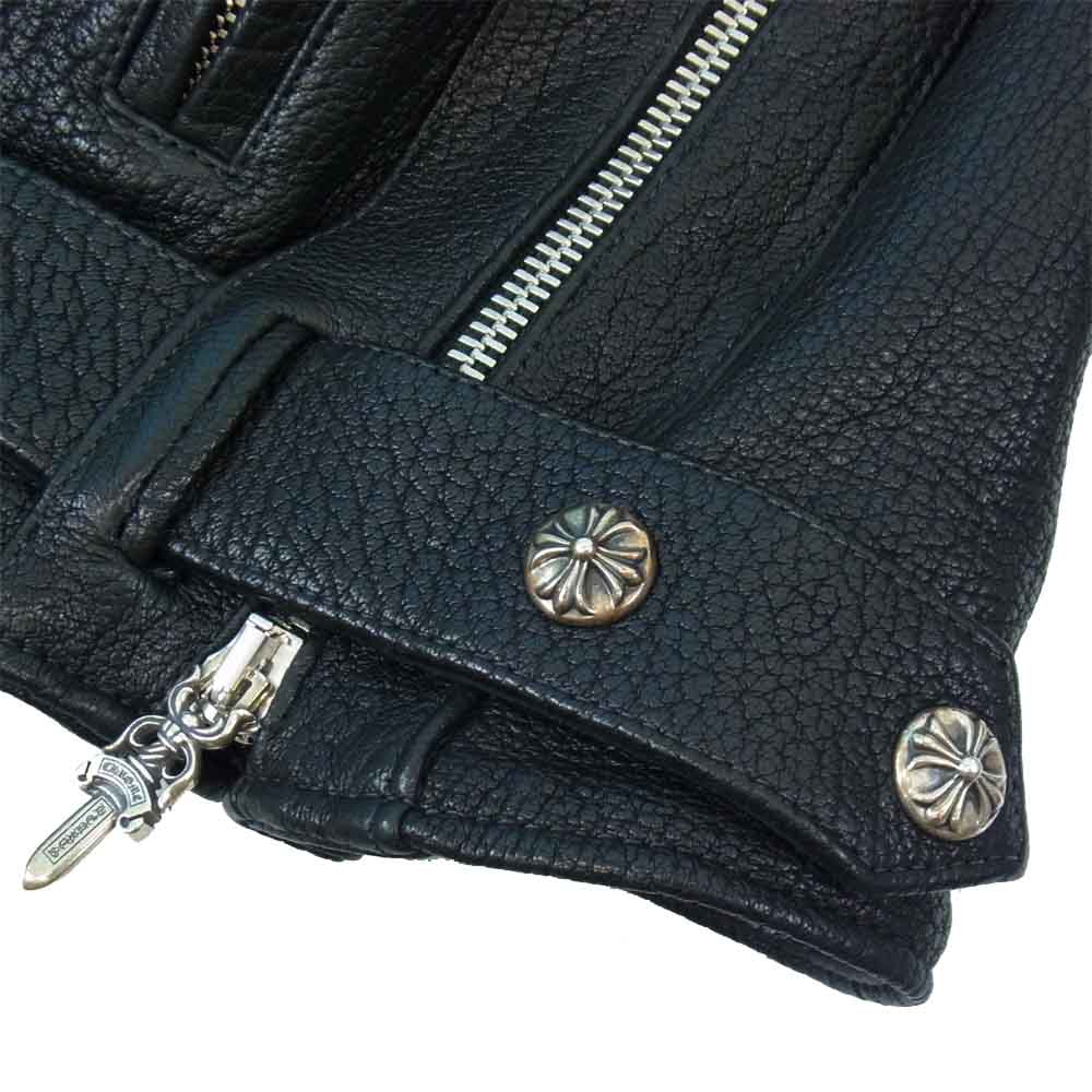 CHROME HEARTS クロムハーツ(原本無) SLUFF LTHR VJ ダガー ジップ ダブル ライダース ジャケット ブラック系 XL【美品】【中古】
