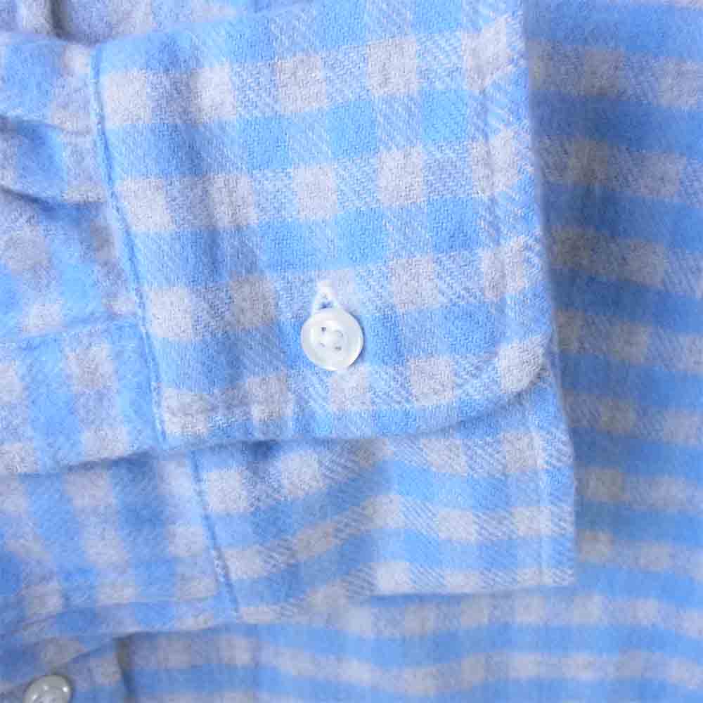 フランクアンドアイリーン ギンガムチェック ネルシャツ 水色×白 M【中古】