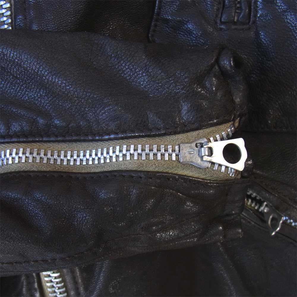 TMT ティーエムティー TJK-F0902 GOAT LEATHER JACKET ゴート スキン レザー ダブル ライダース ジャケット ブラウン系 S【中古】